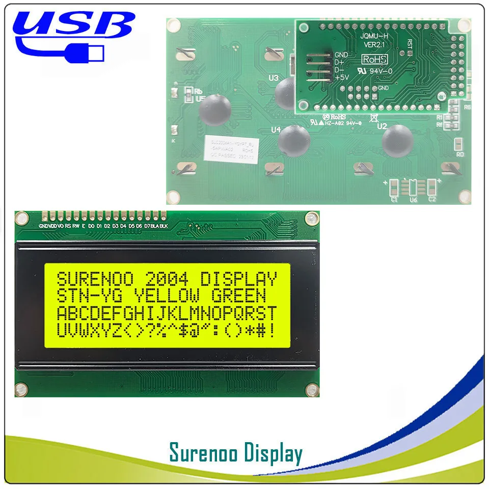 Фото ЖК-дисплей Surenoo 2USB USB 204 20X4 2004 символьный ЖК-модуль, панель экрана, подходящий ЖК-дисплей Smartie & AIDA64 для самостоятельного ПК №2
