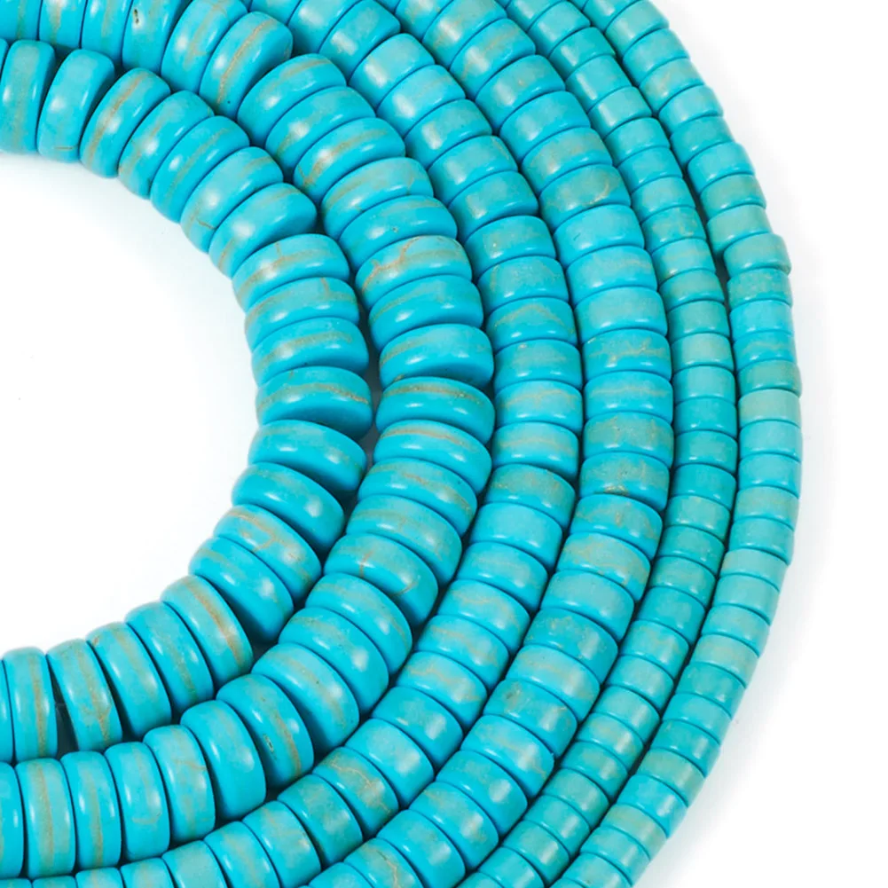 

6 Strands/Set Dyed Synthetic Turquoise Beads Strands Flat Round Heishi Loose Beads for Diy Earrings Necklace Jewelry Making