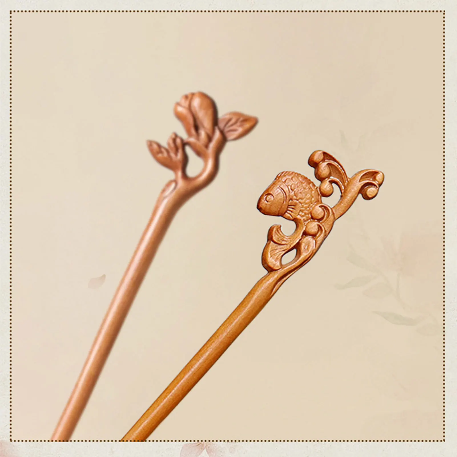 

Peach Wood Ancient Style Hairpin Handmade Chinese Hair Stick Handmade Carved Pencil Chignon Hair Chopsticks for Women Long Hair