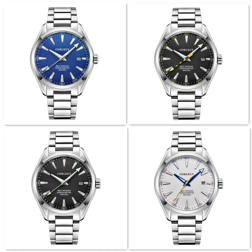 Nen 41mm Corgeut Men's Watch NH35 ST1612 Miyota8215 Automatic Mechanical Sapphire Glass Stainless Steel Strap