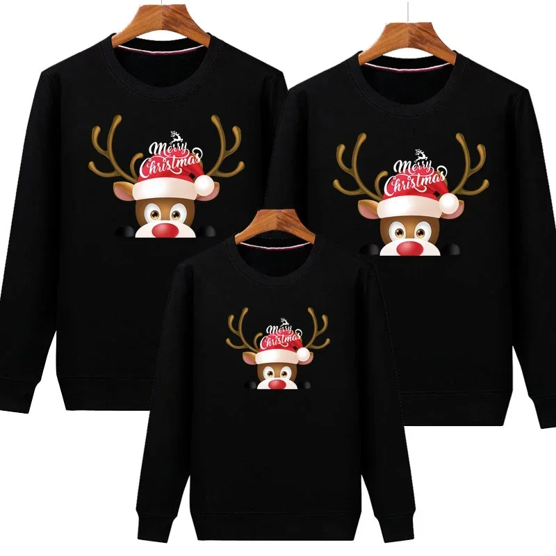 thumbnail image 1 of Pijamas navideños para la familia, ropa a juego para mamá e hija, suéter de algodón, estampado de Feliz Navidad, conjuntos navideños a juego para la familia, 1 of 5