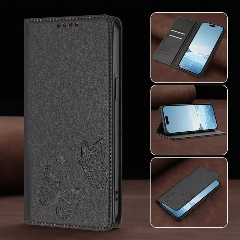 Deluxe Magnetic Leather Stand Wallet Case - Flip Protective Back Cover