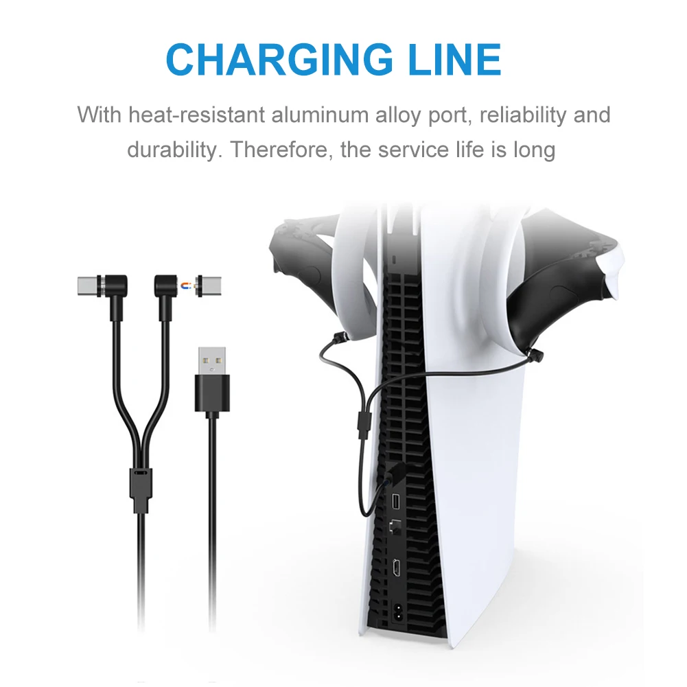 마그네틱 게임패드 타입 C 충전 케이블 플러그 앤 플레이 다목적 게임 핸들 충전기 케이블 공간 절약형 PS VR2용 액세서리