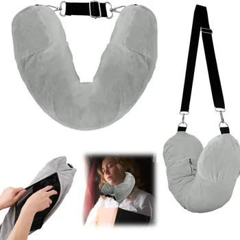 Cuscino da viaggio Cuscino da viaggio imbottito automatico Cuscino da collo imbottito portatile da viaggio con cuscino di supporto ricaricabile per auto 1