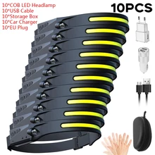 

LED COB Headlamp Work Headlight p 200 Lumens USB Rechargeable Waterproof Headlight With 230 Degree 5 Modes Head Torch