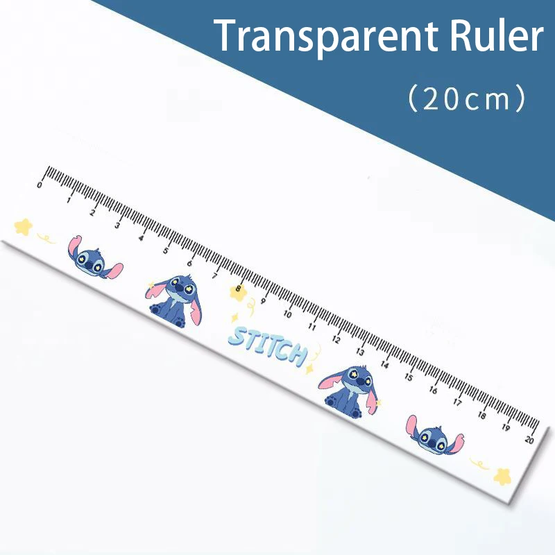 20cm 디즈니 스티치 눈금자 투명 플라스틱 직선 눈금자 귀여운 측정 그리기 도구 학생 문구 학교 사무용품