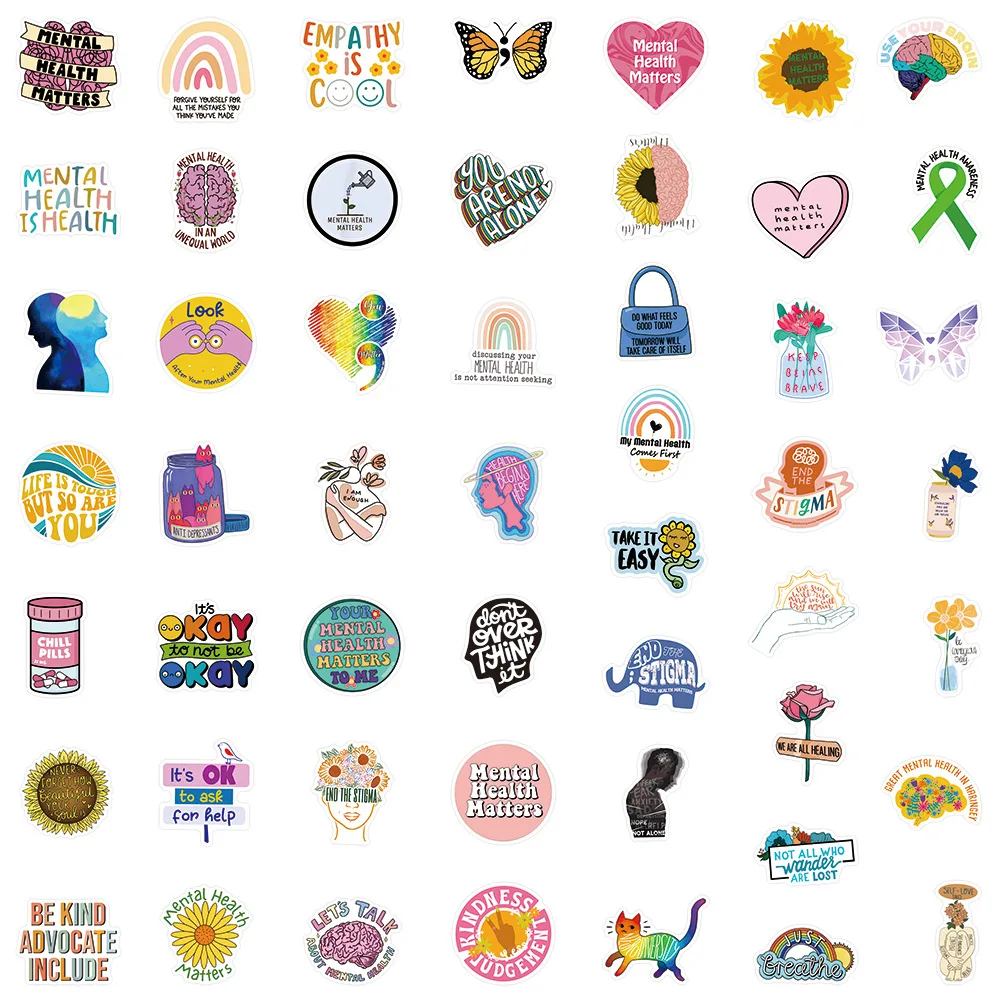 10/50Pcs New Mental Health Awareness Inspirational Sticker Psychotherapy  Luggage Laptop Scooter Water Cup Sticker Toy Wholesale - AliExpress