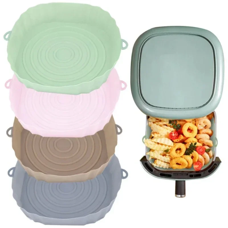 Air Fryer Pan Silicone Basket Oven Baking Silicone Tray Reusable Pot Pan Liner Mold Pizza Fried Chicken 1pcs Air Fryer Liners Air Fryer Baking Tray Air Fryer Accessories Air Fryer Mold Air Fryer Silicone Tray Air Fryer Basket