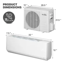 9000 BTU Split Air Conditioner Wifi 23 SEER2 AC/Heating System Heat Pump Washable Filter Indoor Outdoor Installation Kits Smart 2