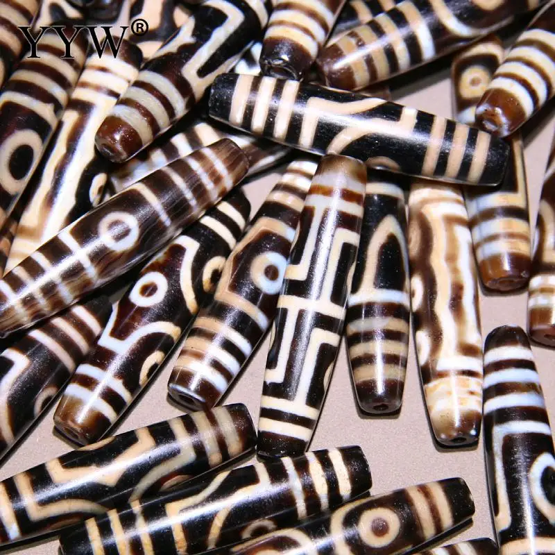 Natural Tibetan Agate Onyx Dzi Beads Oval Leaf 58x12.70mm Wholesale Jewelry Making Arts Crafts Sold By Pc