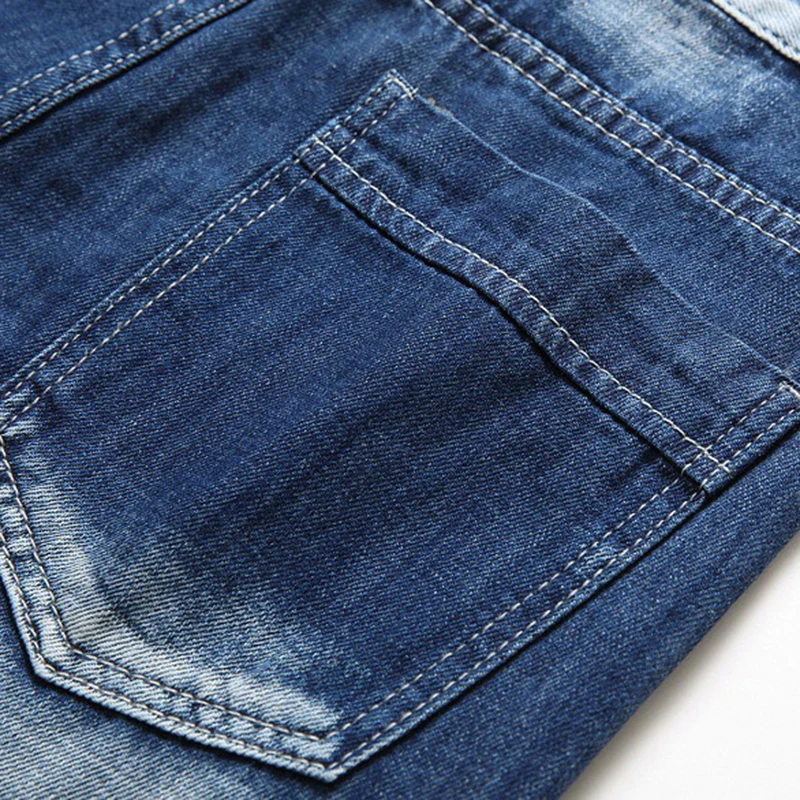 Ripped Denim Knee Length Men's Jeans Straight Shorts Mens Fashion Summer Denim Short Pants Bermuda Cotton Casual Jeans Plus Size