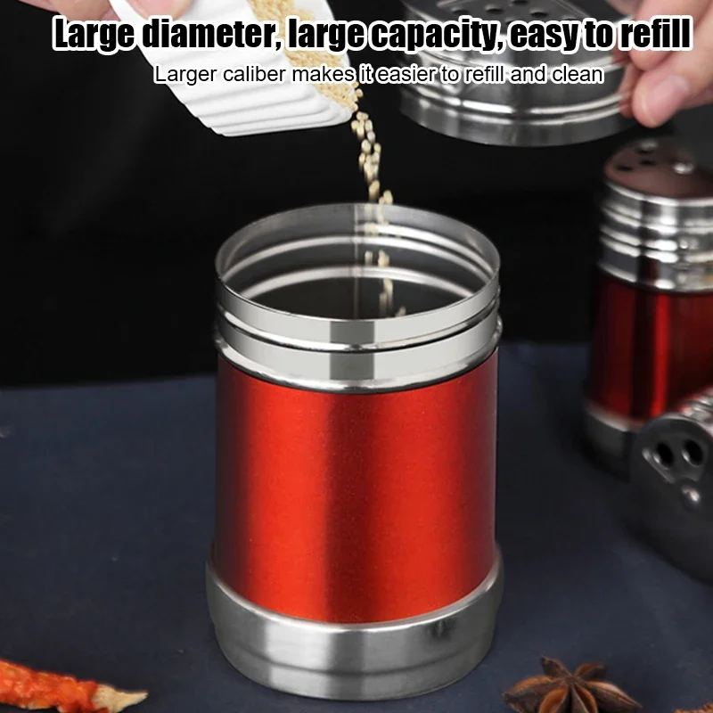 Stainless Steel Spice Jar Rotating Cover Barbecue Salt Sugar Bottle Shaker Pepper Seasoning Can Home Kitchen Seasoning Tools seasoning jar salt shaker spices bottle salt pepper shakers