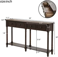 Wood Console Table Sofa Table with Two Storage Drawers and Bottom Shelf for Living Room, Entryway, Easy Assembly 2