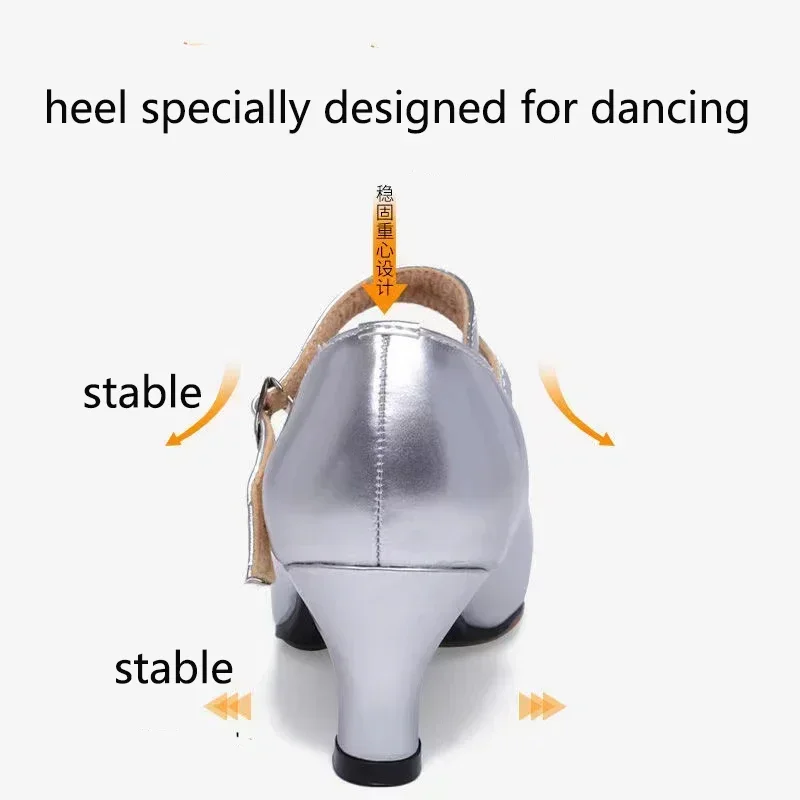 Dance Shoes Women's Soft Bottom New Adult Four Seasons Mid-heel Pumps Teachers Practice Shoes Sailors Social Dancing Sandals 5