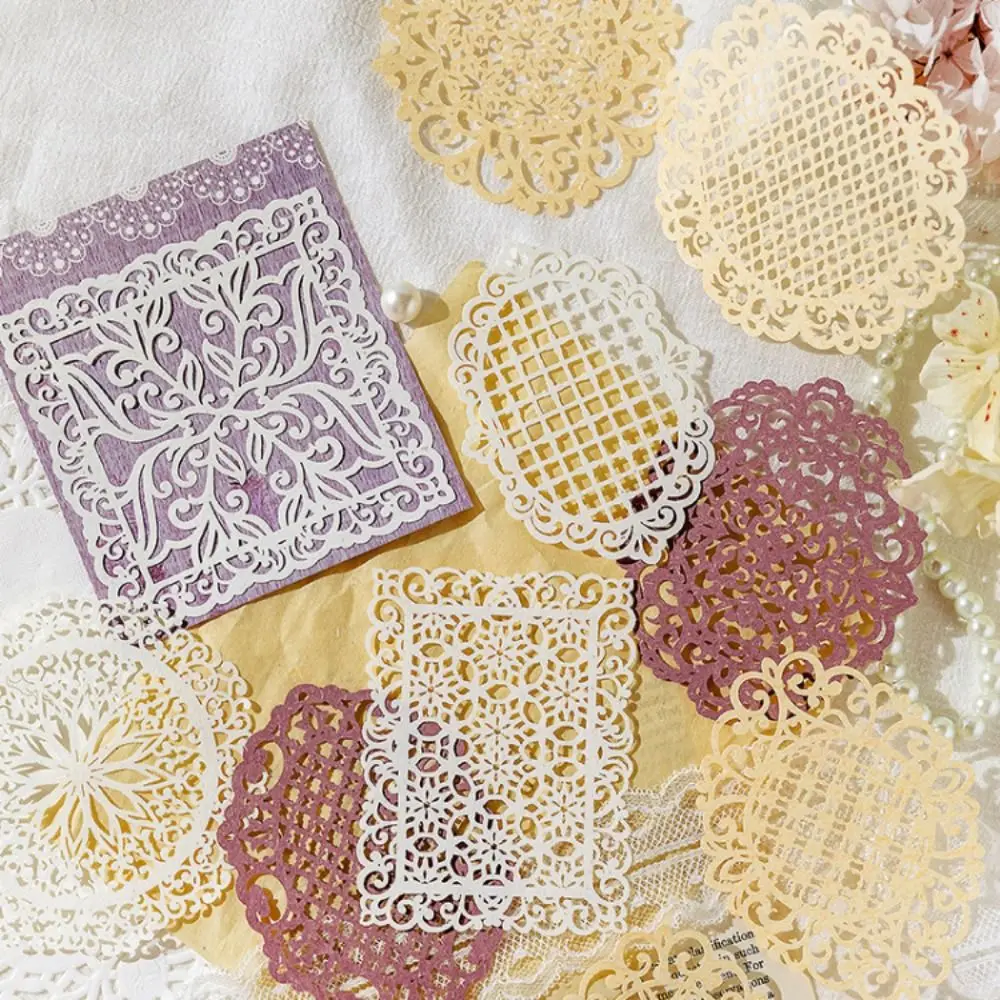 10Pcs/pack Hollow Out Hand Lace Lace Paper Collage Paper Planner Scrapbooking Material Hand Made Journal Diary Decor