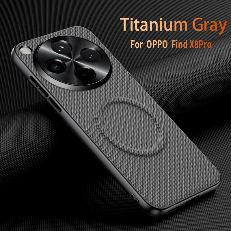 Magnetic Shockproof Matte Leather Case with Metal Lens Frame and Bumper Protection