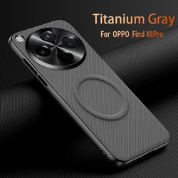 Magnetic Shockproof Matte Leather Case with Metal Lens Frame and Bumper Protection - OPPO Find X8 Pro (GRAY)
