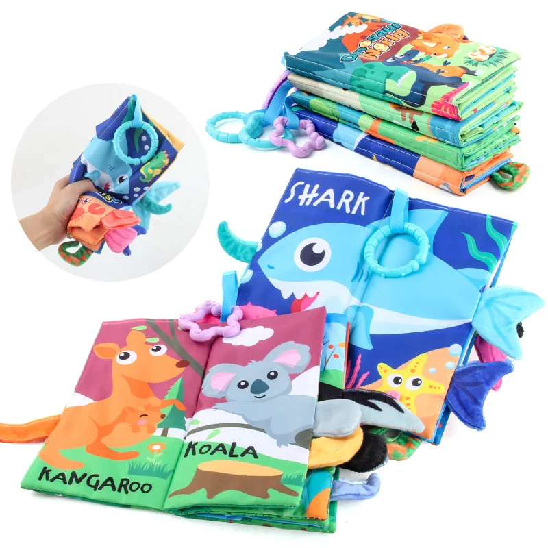 0-6 Months Baby Early Education Toys Tail Cloth Book Puzzle Parent-Child Interactive Sound Ring Paper Baby Puzzle Exercise Toys 4