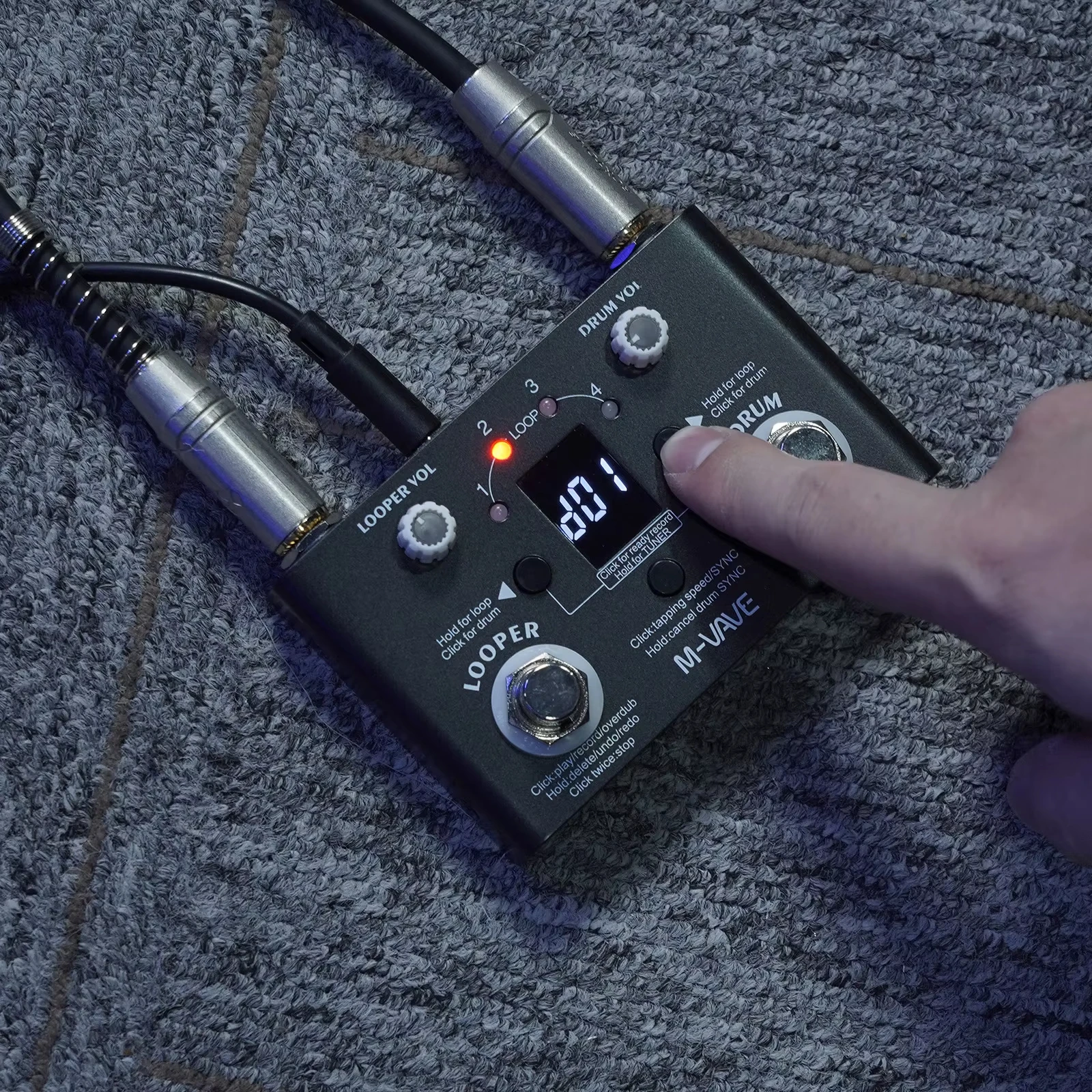 Guitar Pedal M-VAVE Lost Tempo Black Drum Machine Loop 30 Built-in Sounds 11-minute Recording