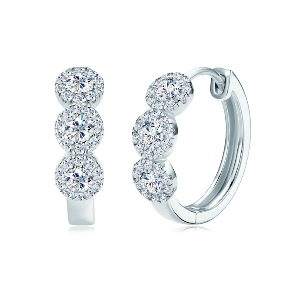 

Moissannite Stud Earring for Women Men Classic 925 Sterling Silver Stud D Color Hoop Earrings GRA Lab Diamond Wedding Jewelry