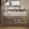 Modern Computer Desk Home Office Desk with Monitor Stand and Built-in Hutch Writing Desk Workstation Table with Bookshelf 1