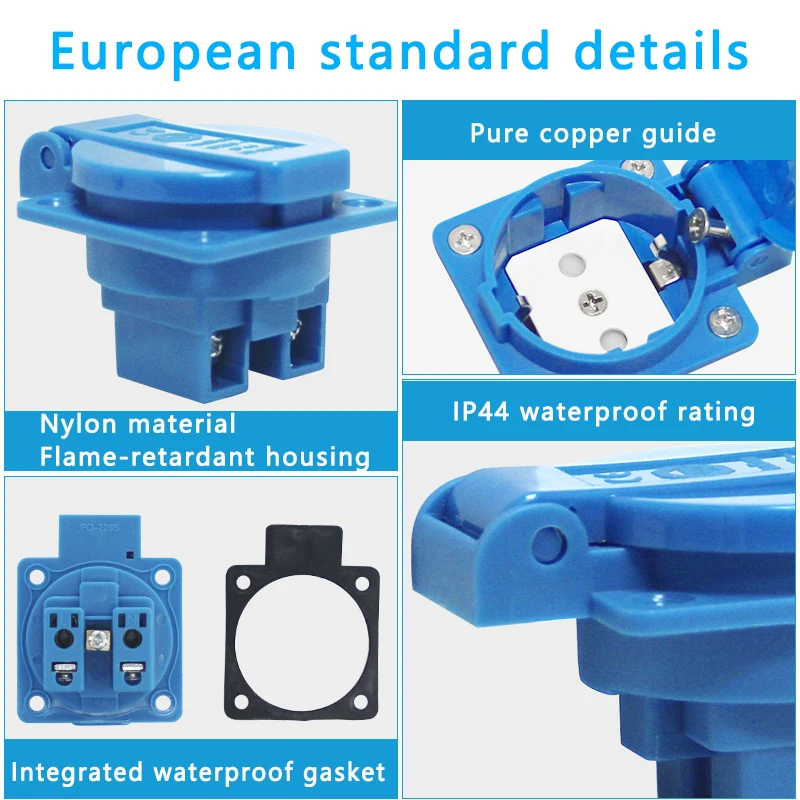 French/European/British Standard IP44 16A 250V Electrical Waterproof Socket with cover Industrial AC Power Dustproof Outlet electrical power socket electrical sockets