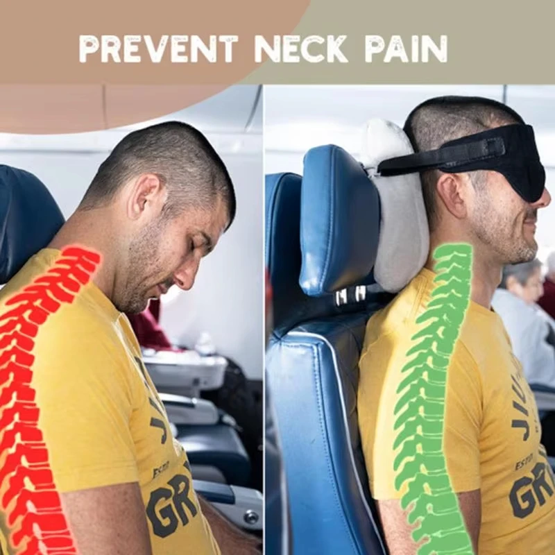 Neck Pillow Soft Travel Airplane Pillow Neck Cushion Head Straps Car Head Straps Comfy Head Travel Pillow with Eyeshade 3