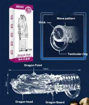 WAKEWAY 4 Types Thicken Penis Enlarge Sleeve Reusable Condom Cock Extender Delay Ejaculation Sex Toys for Men Intimate Goods 4