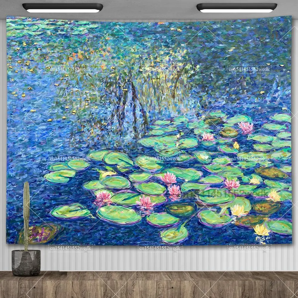 Poster Arazzo Da Parete 'Giardino Di Monet', 70x100 Cm, Stampa Floreale Verde, Tela In Poliestere, Con Kit Appendere