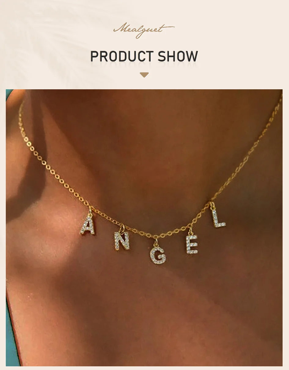 Personalized Initial Name Necklace Stainless Steel Women Alphabet Letter Pendant