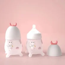 

Silicone Baby Bottles Wide-Bore Babies Anti-Flatulence Bottles Cute Cow Cartoon Newborn Baby Feeding Bottle Outdoor Water Cup