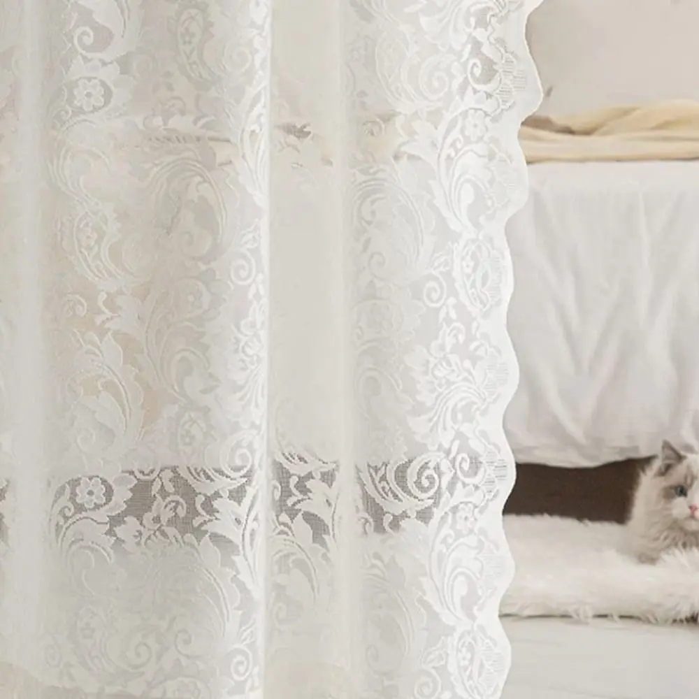 Bedroom White Tulle Curtain New Lace Light Transparent Princess Curtain Elegant Living Room Half Curtain 3