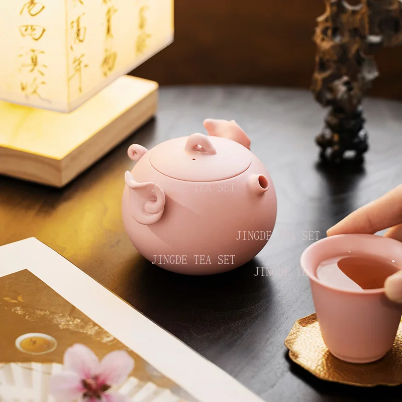 175ml raw ore powder segment clay purple clay teapot for household high-end handmade anti scalding kung fu tea set