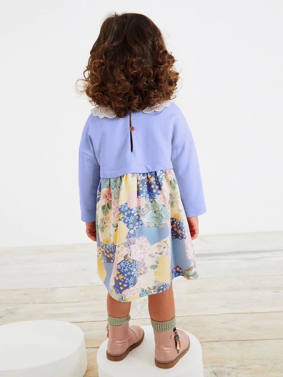 Autumn Fashion Baby Girls Kids Clothes Children's Clothing Pastoral style Cartoon Turndown Collar Dress Spring