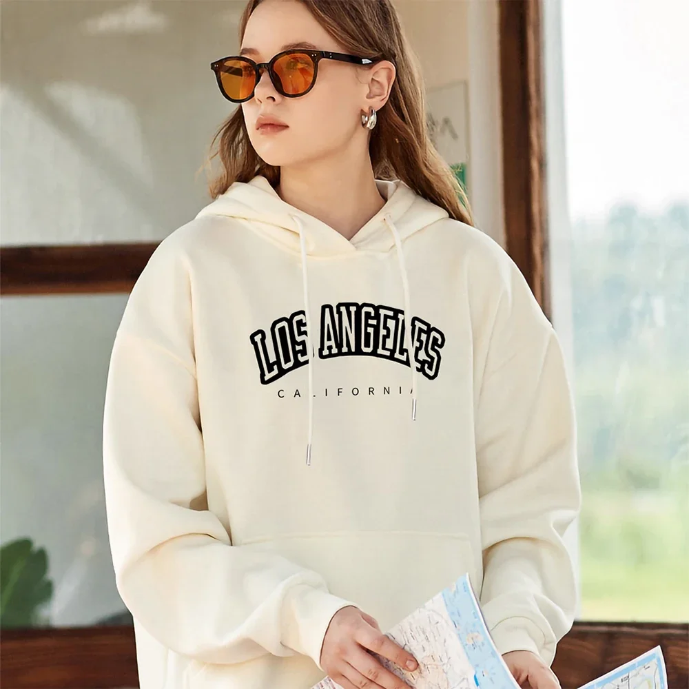 

Hot Sale Los Angeles, California City Letter Print Hoody For Women Warm Oversize Sweatshirt Casual Street Hip Hop Clothes Female