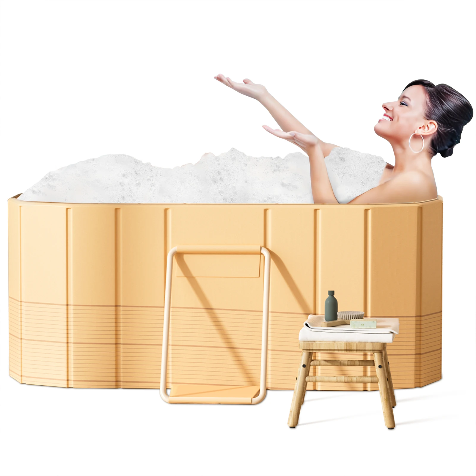 120CM Portable Folding Bathtub 5 Layers Thickened Bathroom Soaking Tub for Kids Adults Hot Ice Bath SPA Tub for Shower Stall