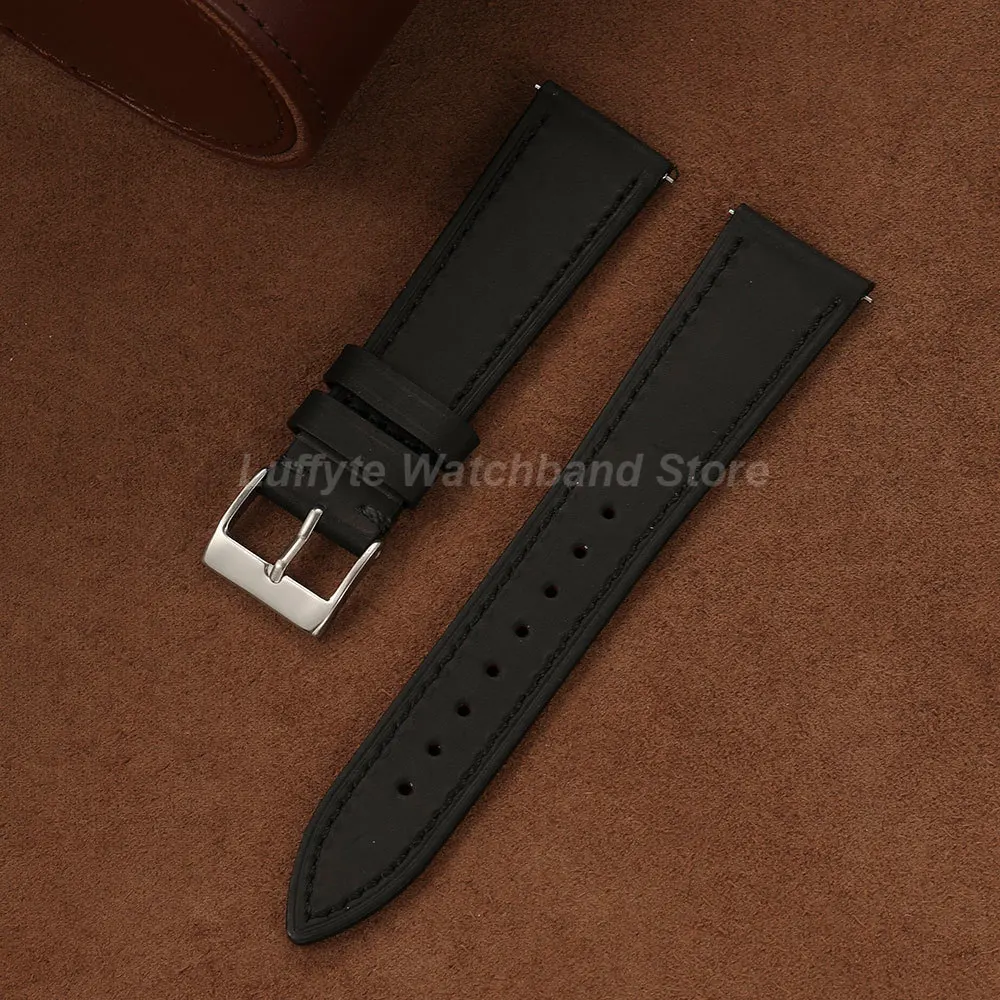 Men's Vintage Crazy Horse Leather Watch Strap with Quick Release - Retro Casual Replacement Wristband