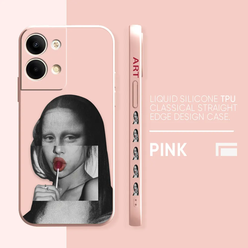 thumbnail image 1 of Case For OPPO RENO 8 7 9 6 7SE 5 4 4SE 4 3 4G 5G PRO PLUS Colour Simple Liquid Silicone Case Mona Lisa Art, 1 of 5