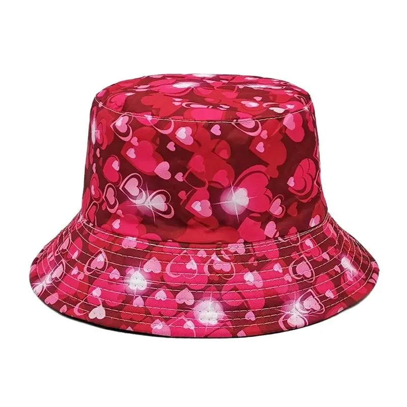 

Spring Polyester Cartoon Love Print Bucket Hat Fisherman Hat Outdoor Travel Sun Cap for Men and Women 267