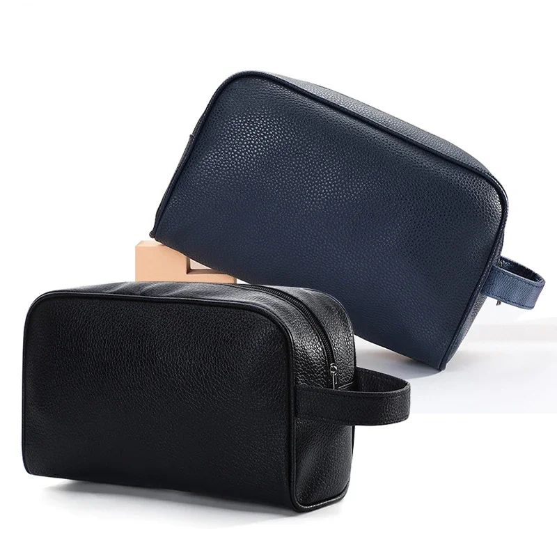 Men‘s fashion Makeup Travel Cosmetic Bag Zipper Makeup Bags Cosmetics Organizer Purse PU Leather Toiletry Handbag Neceser 3