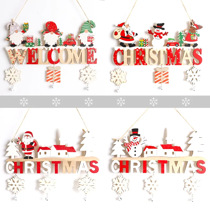 Christmas Decorations Gnome Santa Claus Wooden Hanging Ornaments Merry Christmas Decorations Home Door Xmas Tree Pendants Navidad New Year