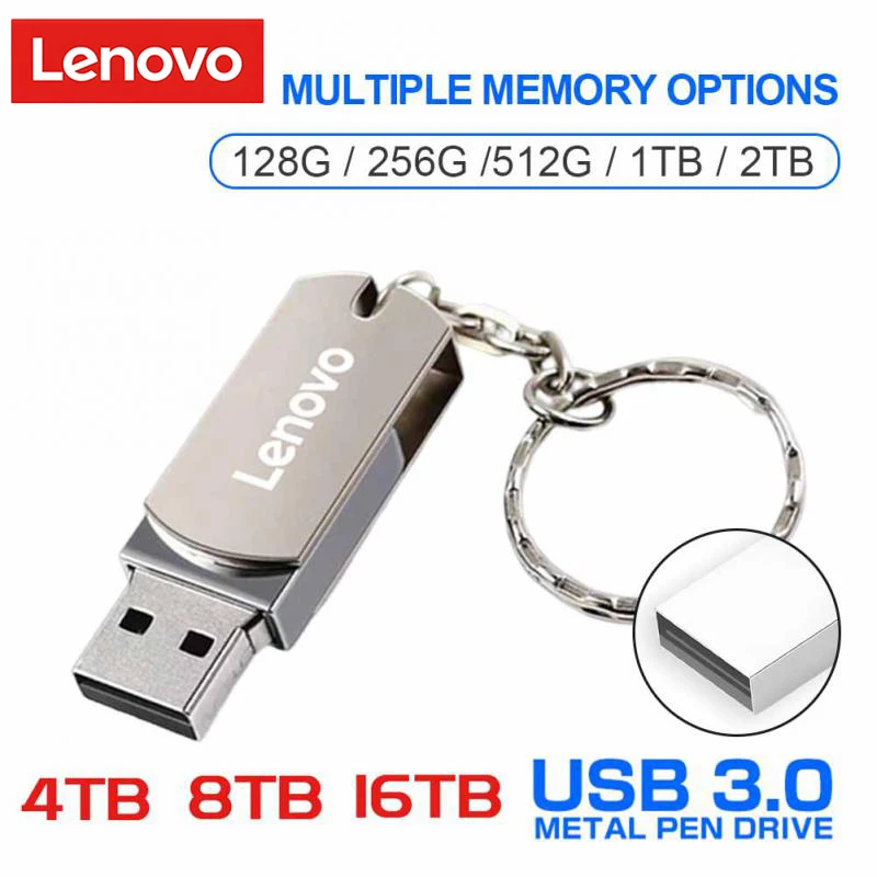 Lenovo-Clés USB 2 en 1, clé USB 3.0, clé USB 1 To, clé USB avec porte-clés  pour PC, voiture, TV, PS4, PS5, livraison gratuite - AliExpress