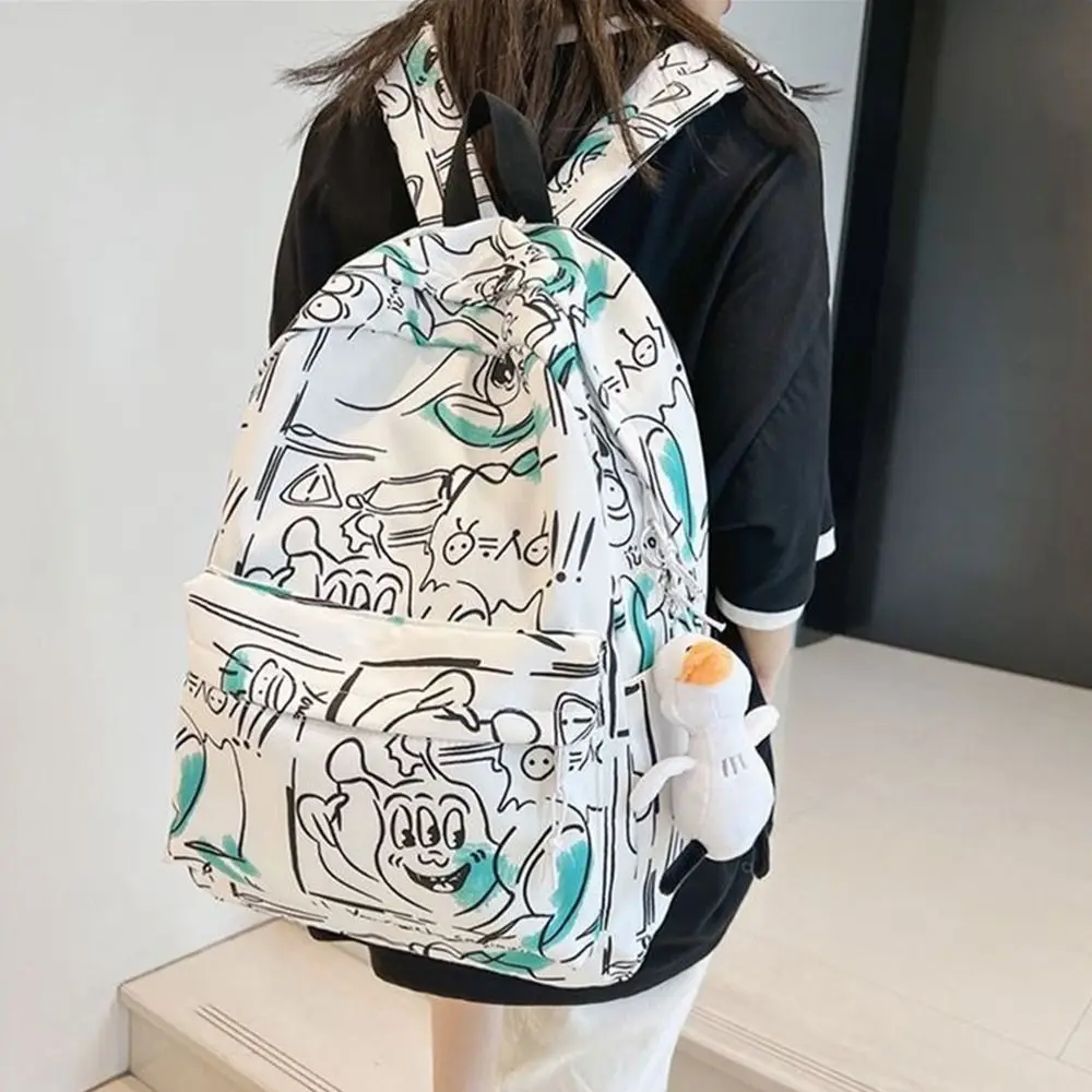 New Fashion Large Capacity Backpack Graffiti Trend Korean Style Schoolbag Ultra-light Travel Knapsacks 3