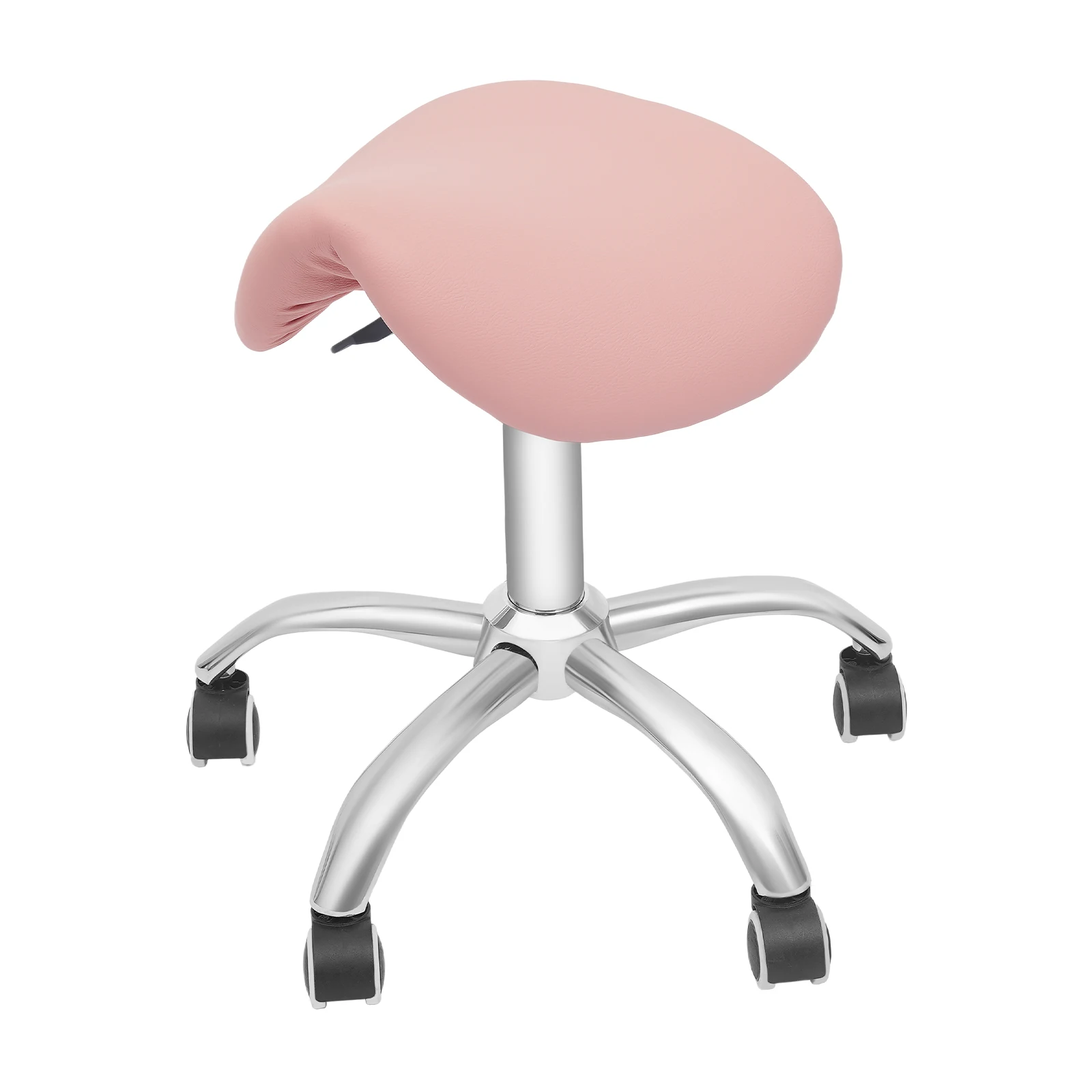 Höhenverstellbarer rollender Salonhocker, Sattelhocker mit Rollen, 130 kg belastbar, für Friseursalons, Schönheitssalons, Werkstätten usw. – Detail 13