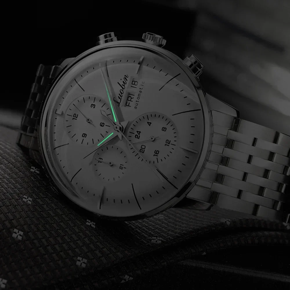 Montre d&rsquo;affaires automatique pour hommes Mouvement m&eacute;canique Chronographe multifonction en acier inoxydable &eacute;tanche Kevin Watch