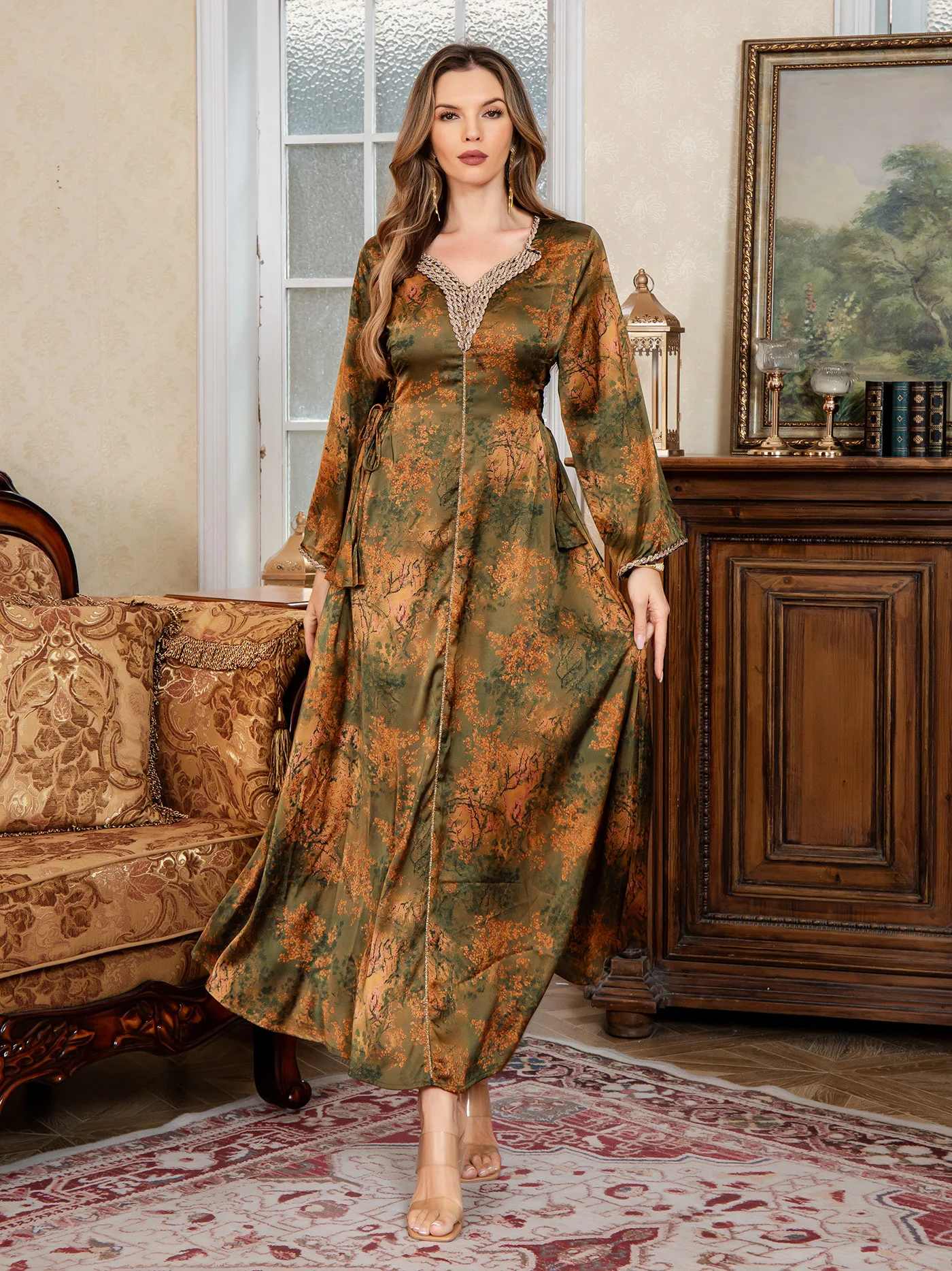 عباية فستان طويل فساتين العيد النسائية المطبوعة جلابية مسلم المغرب دبي حفلة عبايات قفطان إسلام فيستدوس رداء عربي رمضان