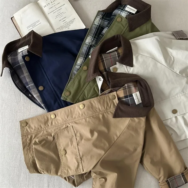 Kids Jackets Kids Coats Fashion Baby Girl Boy Cargo Trench Jacket Infant Toddler Child Patchwork Coat Spring Autumn Child Dust Coat Baby Clothes 1-10Y