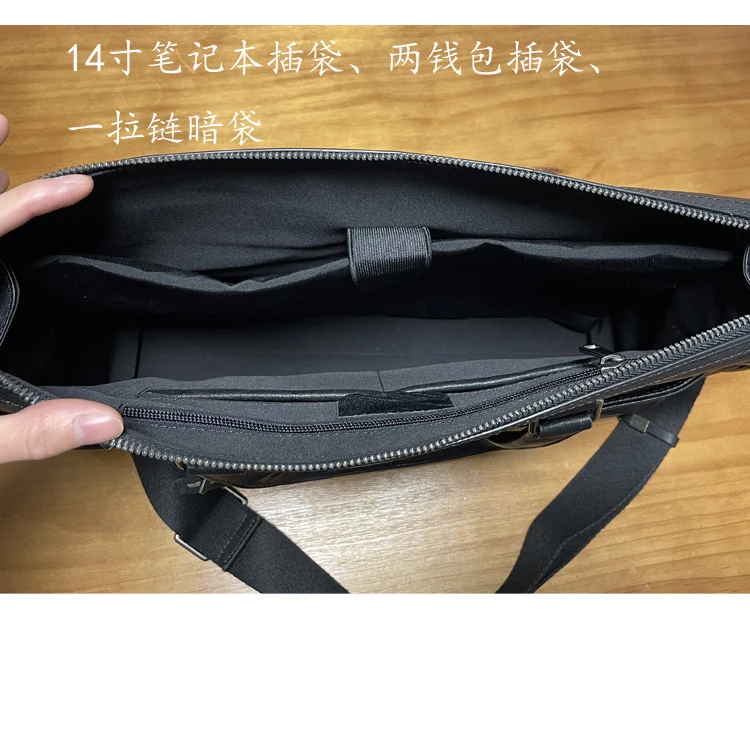 Lässige, luxuriöse, pflanzlich gegerbte Rindsleder-Herren-Aktentasche, schwarze Aktentasche, Outdoor-Reisen, Arbeit, handgefertigte Handtasche aus echtem Leder, Umhängetasche – Detail 17