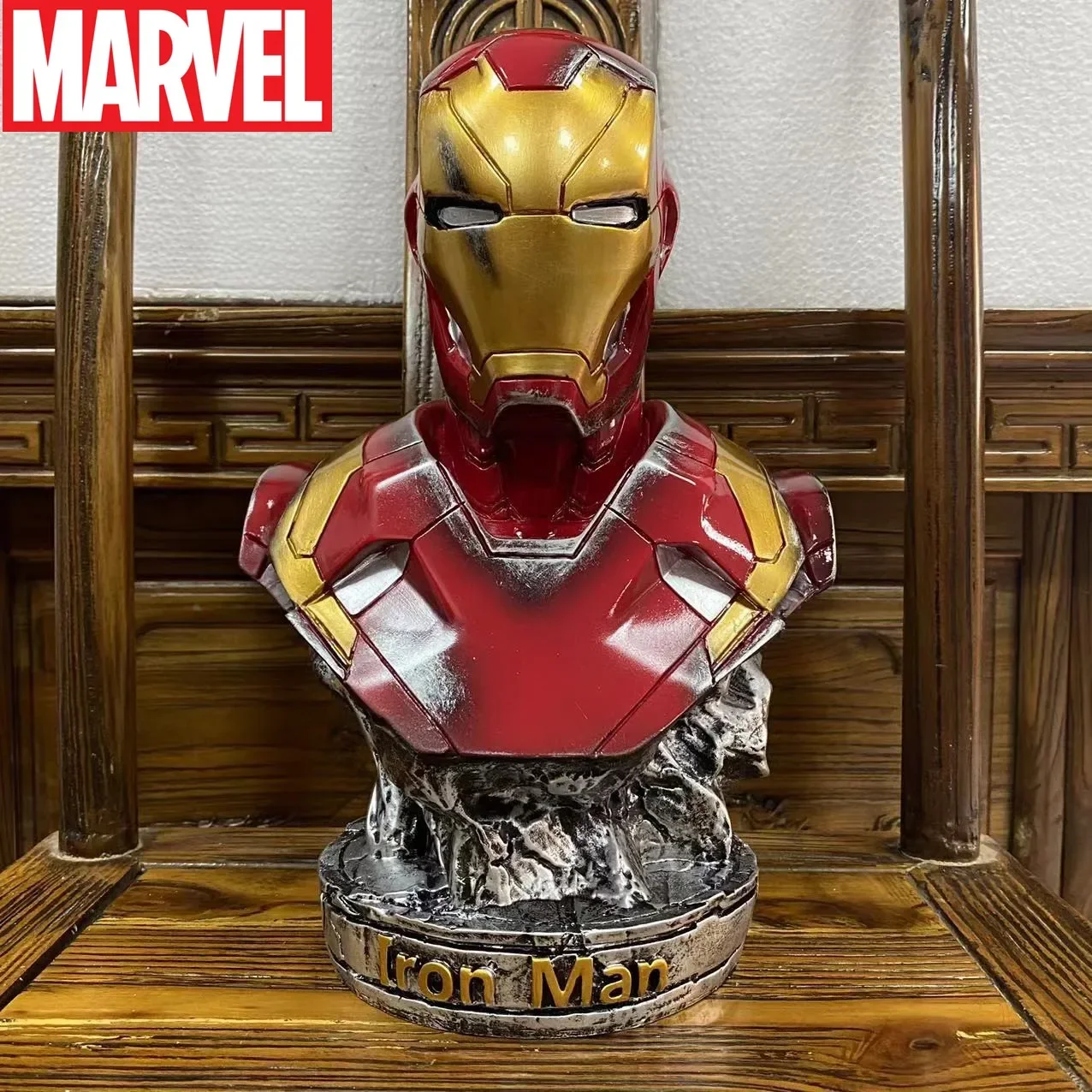 Anime Avengers Iron Man Periferiche Marvel Black Panther Busto 1:1 Figura Busto Soggiorno Ornamento Grande Resina Regalo A Sorpresa