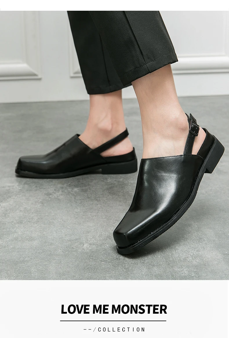 Männer minimalist ische quadratische Zehen Sling back Kleid Schuhe, Business Office Kleid Schuhe – Detail 12
